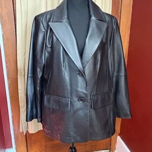 Anne Klein Black Leather Blazer Jacket